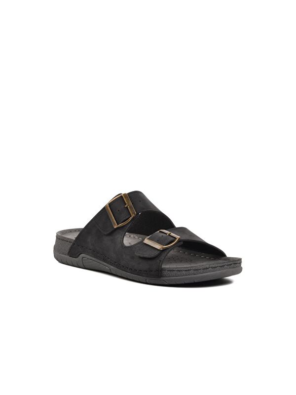 64.002 Siyah Çift Bantlı Erkek Terlik - Görsel 4