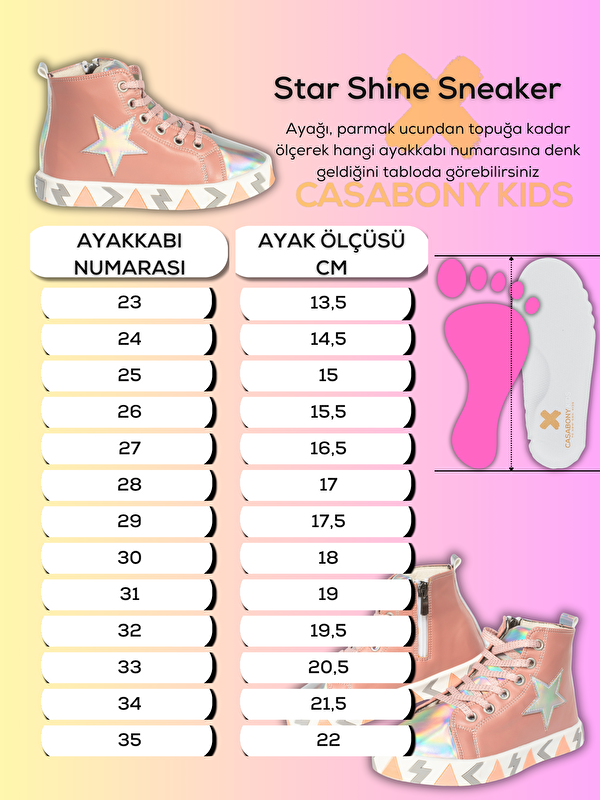 Star Shine Somon Kız Çocuk Sneakers - Görsel 6