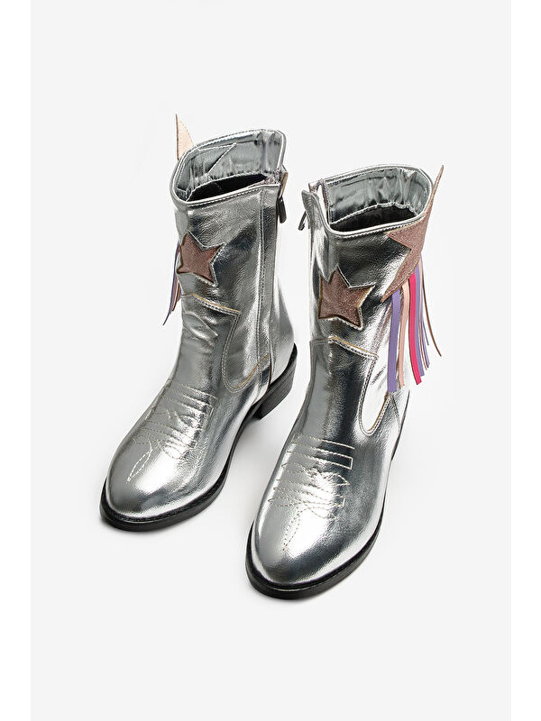 Gümüş Yıldız ve Püskül Detaylı Kız Çocuk Kovboy Bot - Görsel 6