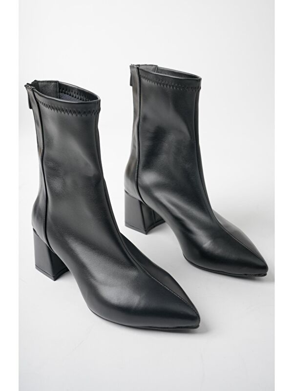 DARJA Sivri Burun Arkadan Fermuarlı Kadın Topuklu Bot - Görsel 2