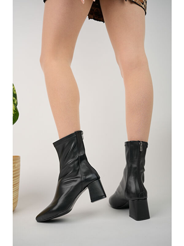 DARJA Sivri Burun Arkadan Fermuarlı Kadın Topuklu Bot - Görsel 6