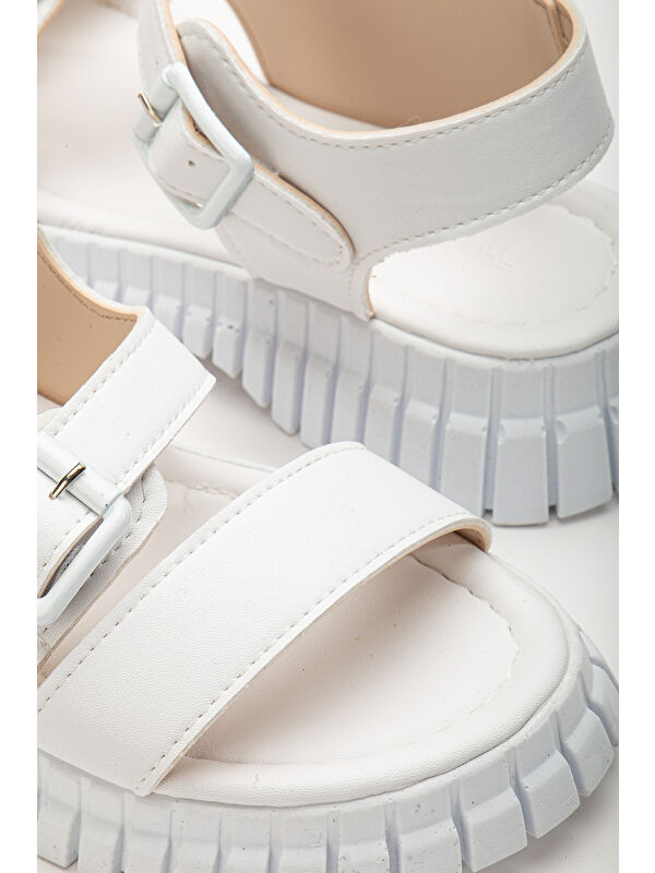 Tonny Black Yeşil Tonny Black Kalin Poli Kadın Taban Çift Tokalı Tek Bantlı Sandalet