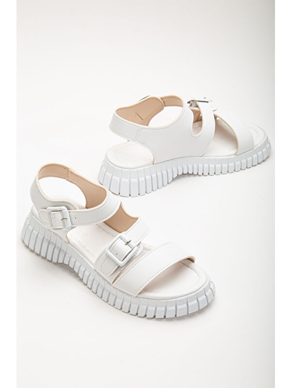 Tonny Black Yeşil Tonny Black Kalin Poli Kadın Taban Çift Tokalı Tek Bantlı Sandalet