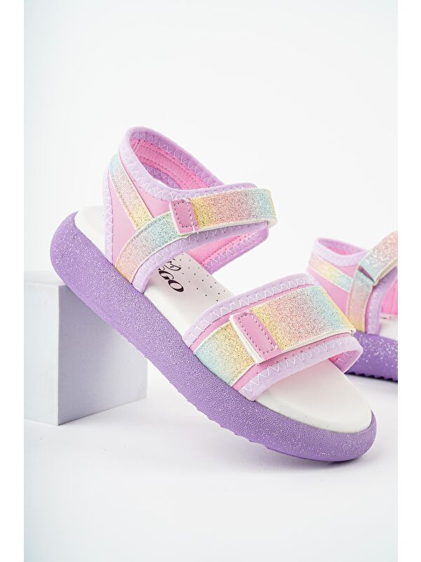 CRUZ Günlük Ortopedik Hafif Taban Simli ve Cırtlı Kız Çocuk Sandalet - Görsel 6