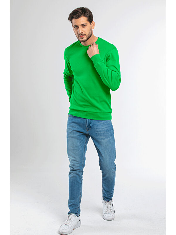 Süperlife Erkek Bisiklet Yaka Slim Fit İnce Sweatshirt SPR 20K17