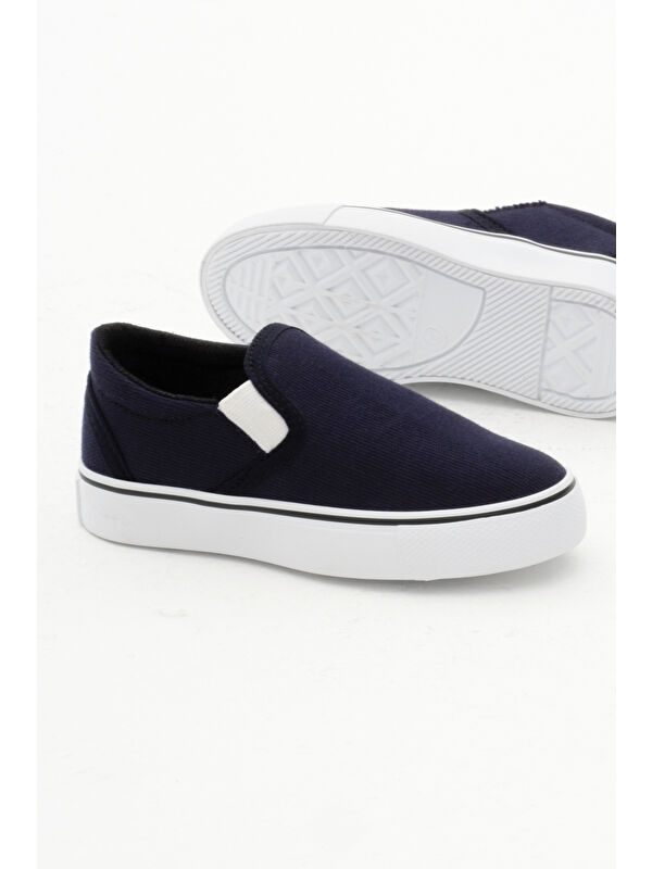 Çocuk Unisex Lacivert Kauçuk Taban Keten Lastikli Spor Ayakkabı - Görsel 5