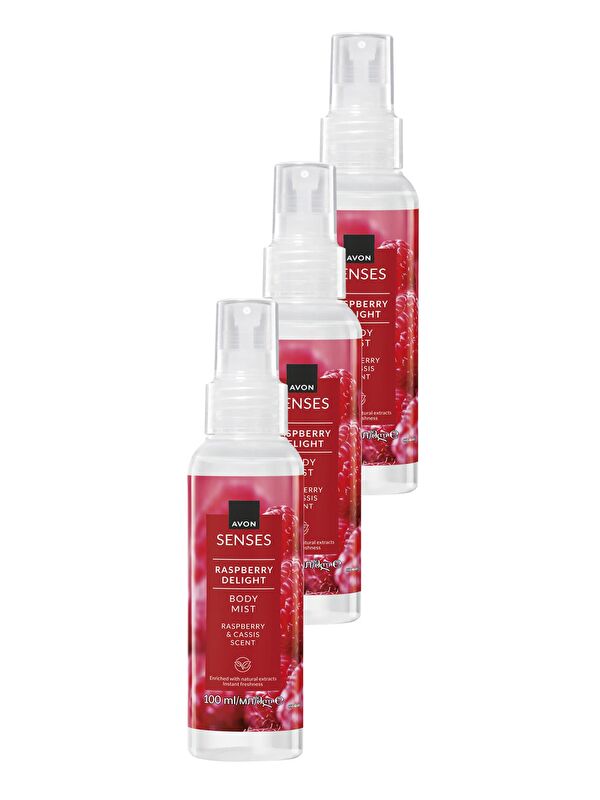 AVON Raspberry Delight Frambuaz ve Frenk Üzümü Kokulu Vücut Spreyi 100 Ml. Üçlü Set