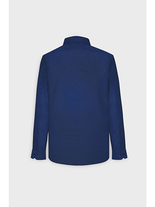AC&Co / Altınyıldız Classics Erkek Koyu Lacivert Tailored Slim Fit Dar Kesim Düğmeli Yaka Oxford Gömlek