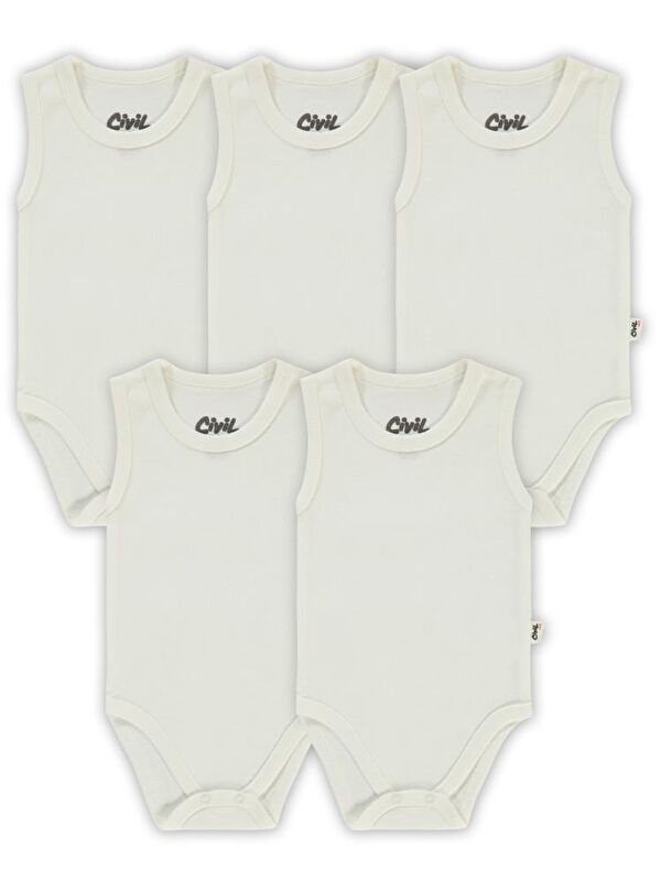 Civil Baby 5 li Düz Basic Sıfır Kol 3-9 Ay Çıtçıtlı Badi