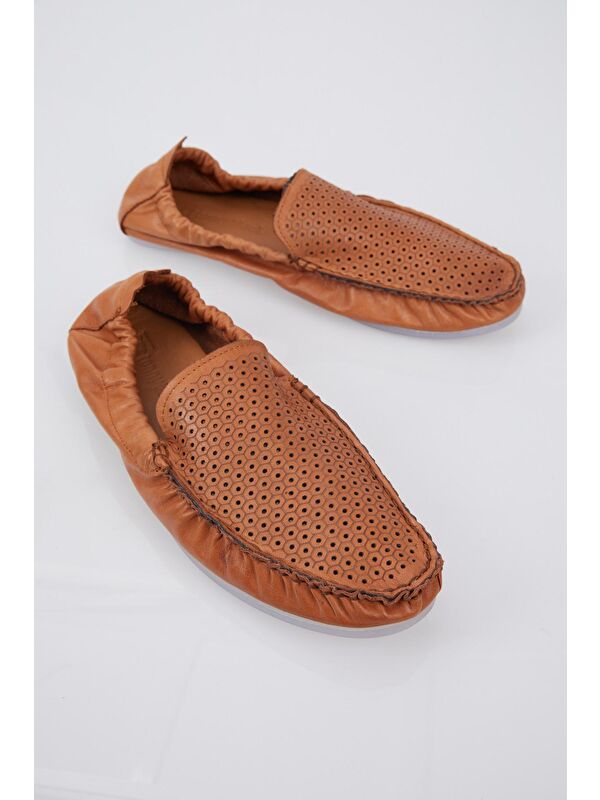 Erkek Taba Arkası Lastikli Hakiki Deri Loafer - Görsel 3