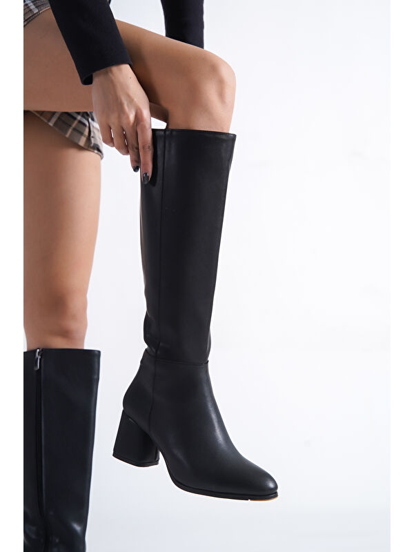 Cathrine Oval Burunlu Yandan Fermuarlı Topuklu Kadın Çizme - Görsel 2