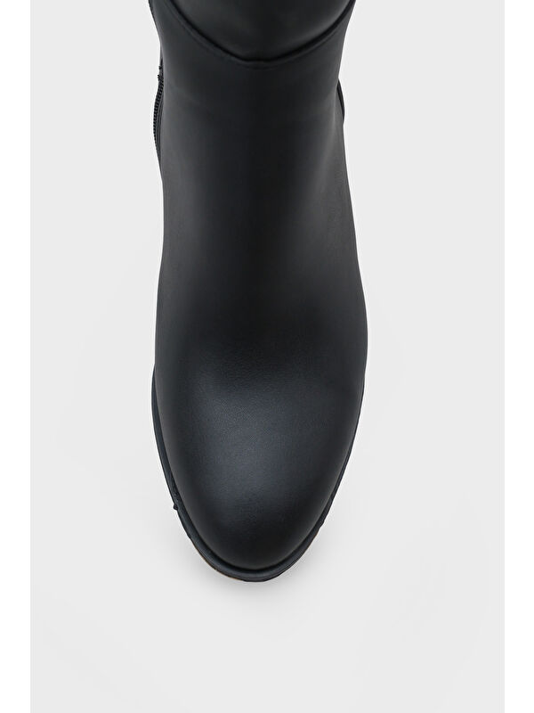 Cathrine Oval Burunlu Yandan Fermuarlı Topuklu Kadın Çizme - Görsel 5