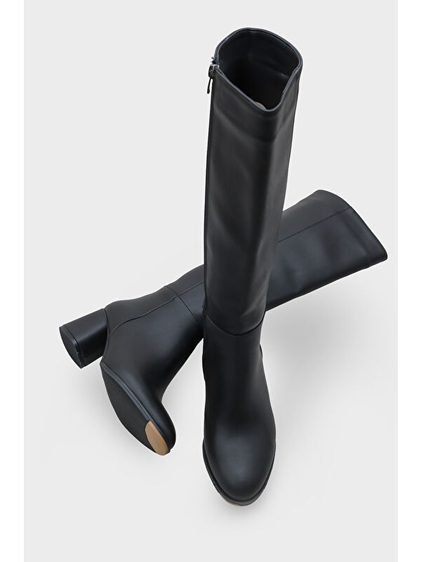 Cathrine Oval Burunlu Yandan Fermuarlı Topuklu Kadın Çizme - Görsel 6