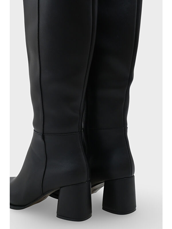 Cathrine Oval Burunlu Yandan Fermuarlı Topuklu Kadın Çizme - Görsel 7