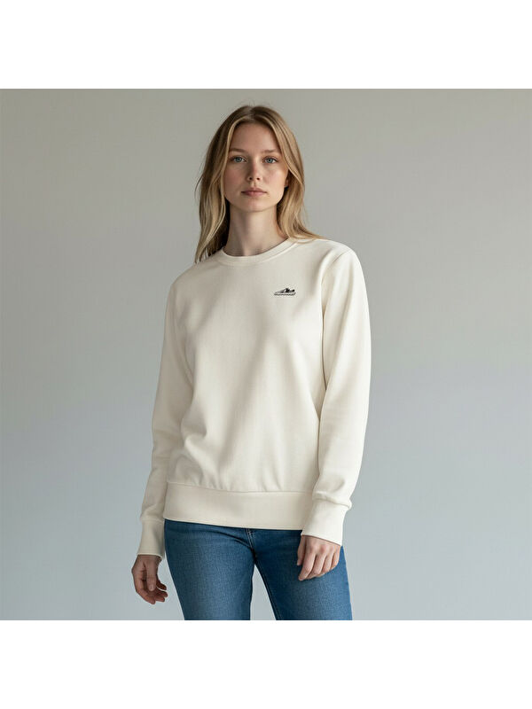 Hummel Elfin Kadın Beyaz Bisiklet Yaka Sweatshirt