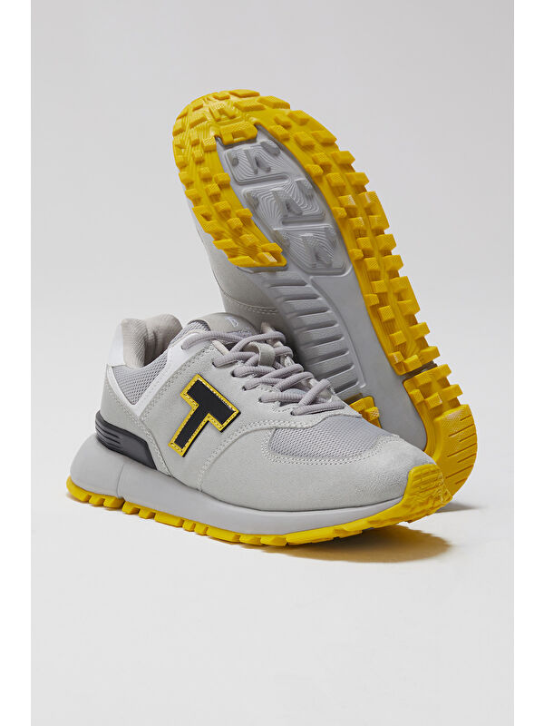 Unisex Gri Kaymaz Eva Taban Bağcıklı Spor Ayakkabı - Görsel 4