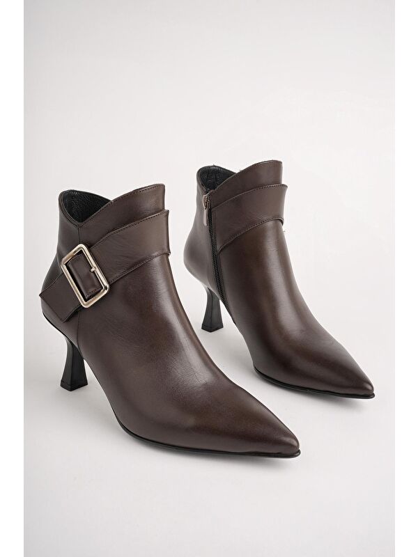 MONİCA Hakiki Deri Kemer ve Toka Detaylı Fermuarlı İnce Topuklu Kadın Bot - Görsel 3