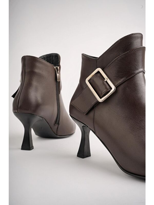 MONİCA Hakiki Deri Kemer ve Toka Detaylı Fermuarlı İnce Topuklu Kadın Bot - Görsel 4