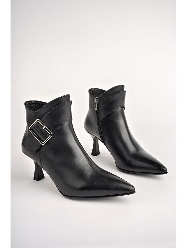 MONİCA Hakiki Deri Kemer ve Toka Detaylı Fermuarlı İnce Topuklu Kadın Bot - Görsel 3