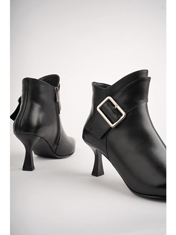 MONİCA Hakiki Deri Kemer ve Toka Detaylı Fermuarlı İnce Topuklu Kadın Bot - Görsel 4