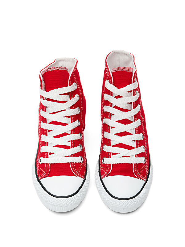 Unisex Kırmızı Rahat Kalıp Bağcıklı Uzun Spor Ayakkabı - Görsel 5