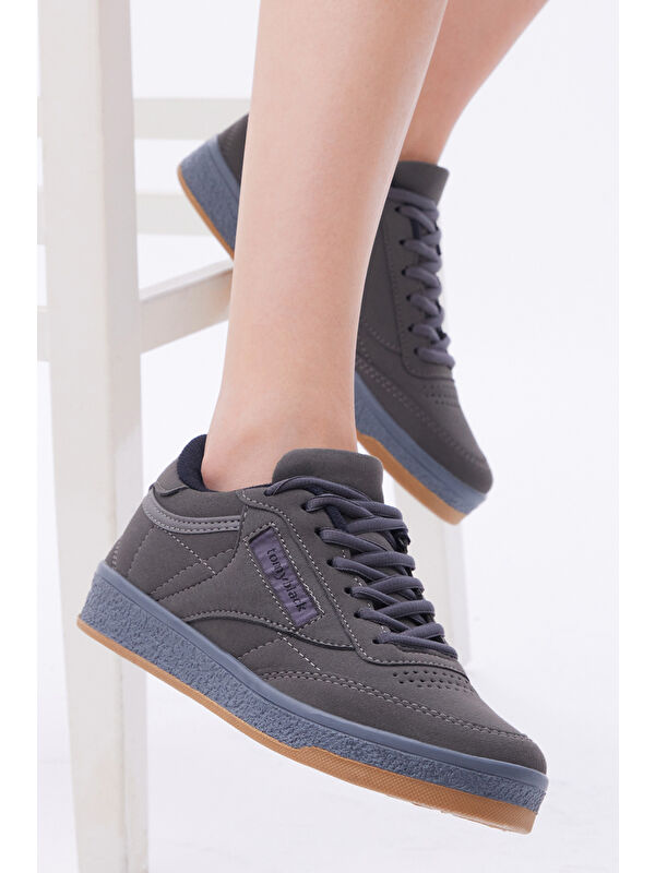 Unisex Füme Rahat Kalıp Poli Taban Bağcıklı Spor Ayakkabı - Görsel 3