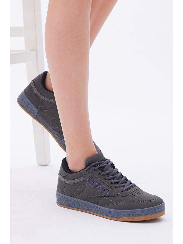 Unisex Füme Rahat Kalıp Poli Taban Bağcıklı Spor Ayakkabı - Görsel 4