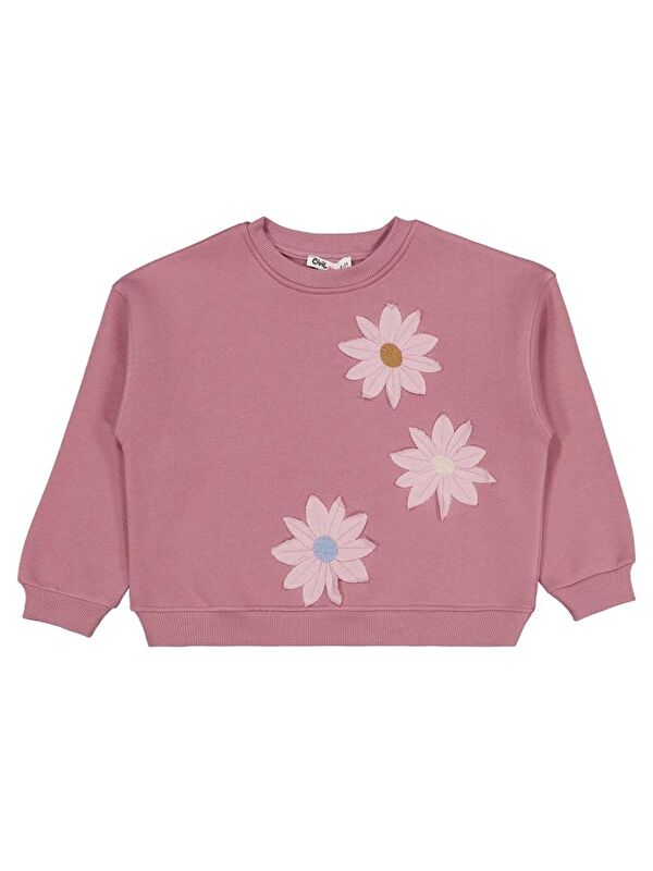 Civil Girls Papatya Nakışlı 6-9 Yaş Sweatshirt - Pembe 8-9 Yaş