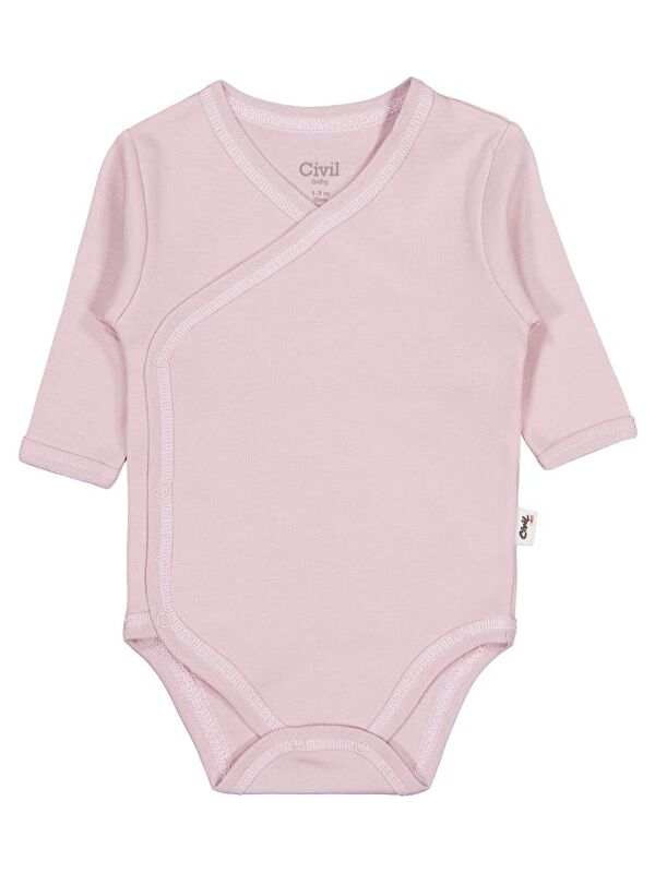 Civil Baby Renkli Kumaş 1-6 Ay Unisex Zıbın Badi - Pembe 3-6 Ay