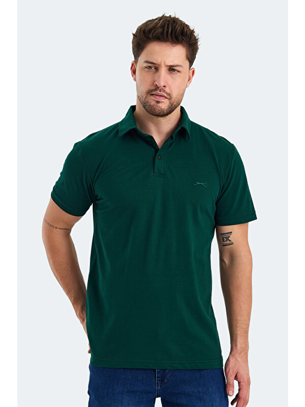 SLAZENGER KLASSE Erkek %100 Pamuk Tişört Koyu Yeşil