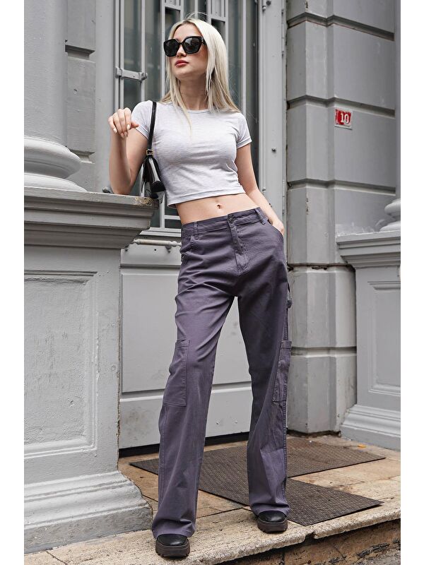 Madmext Füme Straight Fit Kargo Pantolon Mg1601