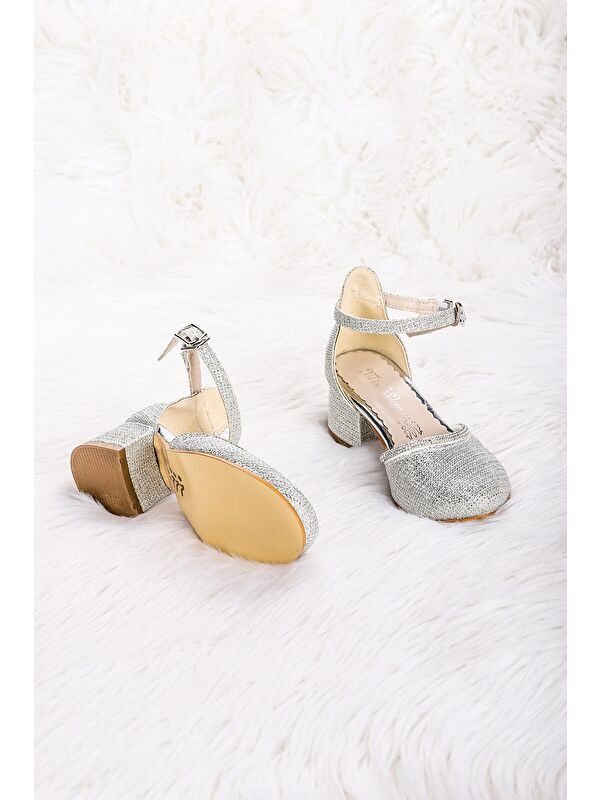 Ressa Çupra Taşlı Kız Çocuk 5 Cm Topuklu Sandalet Abiye Ayakkabı - Görsel 3