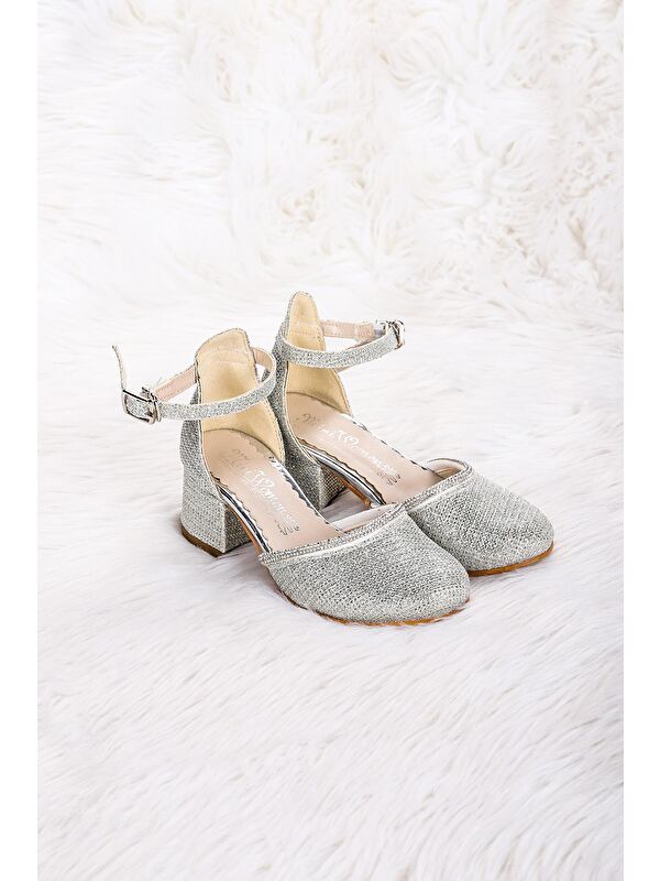 Ressa Çupra Taşlı Kız Çocuk 5 Cm Topuklu Sandalet Abiye Ayakkabı - Görsel 4