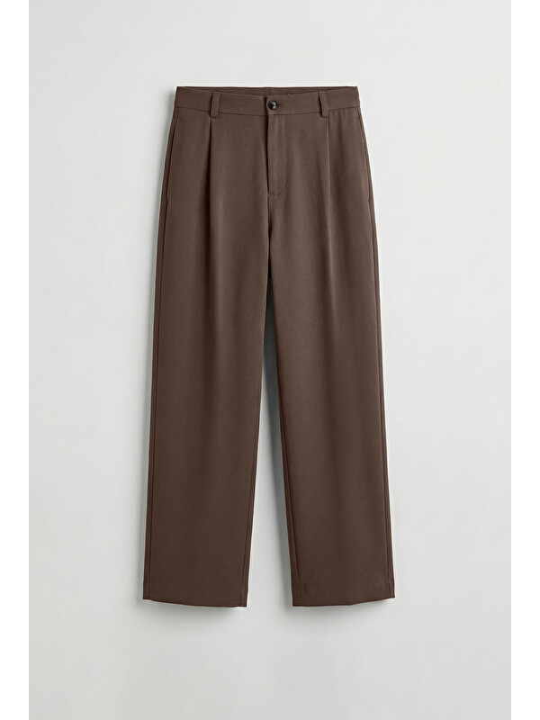 Abluka Online Erkek Baggy Fit Kumaş Pantolon Kahve