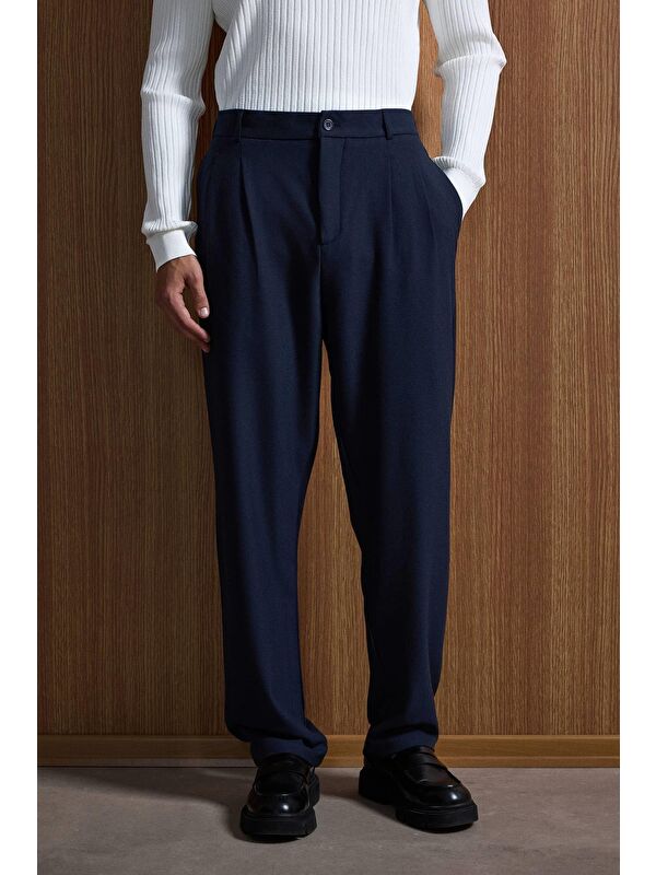 Abluka Online Baggy Fit Kumaş Erkek Pantolon Lacivert
