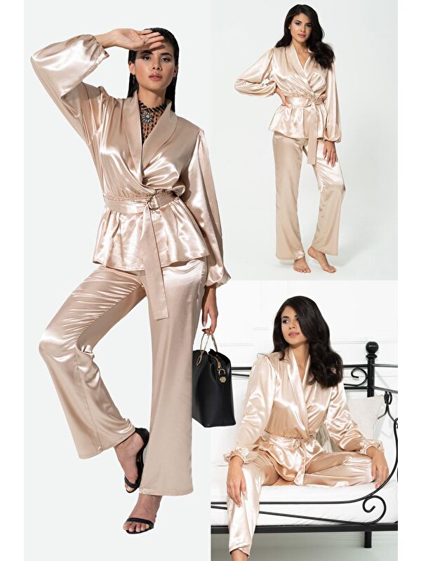 For You Moda 2'Li Hem İçeride Hem Dışarıda Taş Pijama Takım