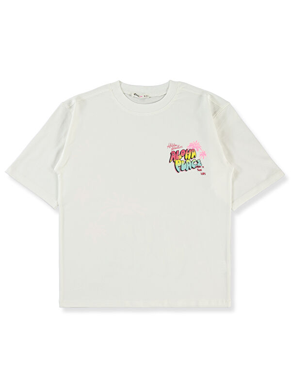 Civil Kız Çocuk Oversize Tişört 10-13 Yaş Ekru