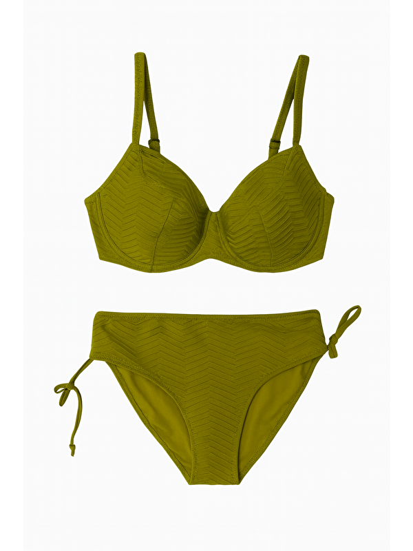 Hazelin Kadın Haki Desenli Büyük Beden Astarlı Bikini Takım HZL25S-LC4004