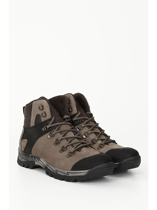 KUM Hakiki Deri Yuvarlak Burun Kauçuk Taban Bağcıklı Günlük Erkek Bot 42229 - Görsel 3