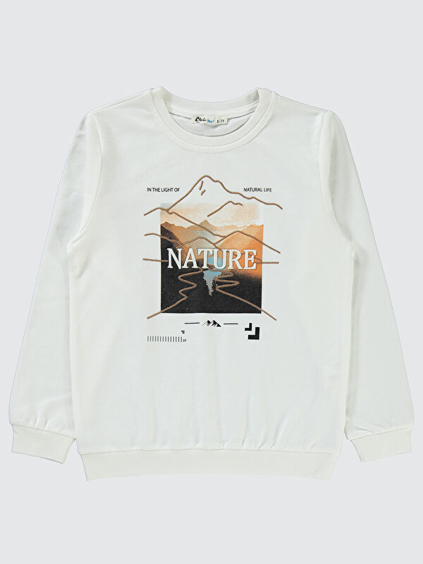Civil Erkek Çocuk Sweatshirt 6-9 Yaş Ekru