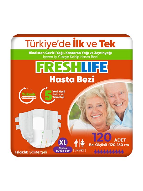 Freshlife 4'lü Xlarge Bel Bantlı Yetişkin Hasta Bezi 30x4 (120 Adet)