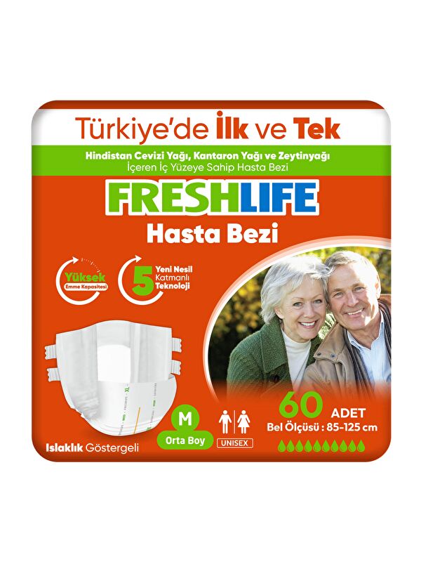 Freshlife 2'li Medium Bel Bantlı Yetişkin Hasta Bezi 30x2 (60 Adet)