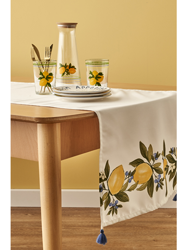 Bella Maison Limonlu Pamuklu Runner Sarı (50x150 cm)