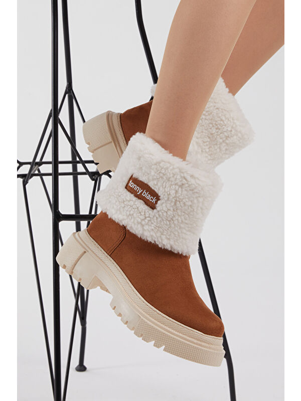 Kadın Taba Süet Rahat Kalıp Kalın Taban Kürklü Bot - Görsel 3