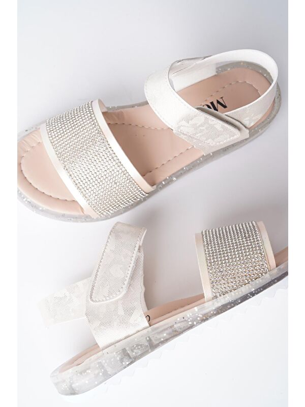 WİNNİE Günlük Hafif Taban Taşlı ve Cırtlı Kız Çocuk Sandalet - Görsel 3