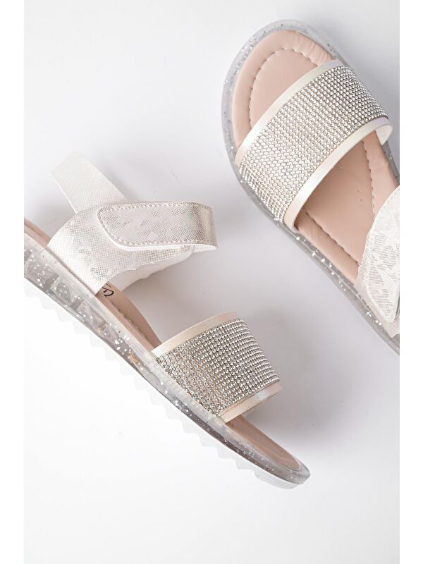 WİNNİE Günlük Hafif Taban Taşlı ve Cırtlı Kız Çocuk Sandalet - Görsel 7