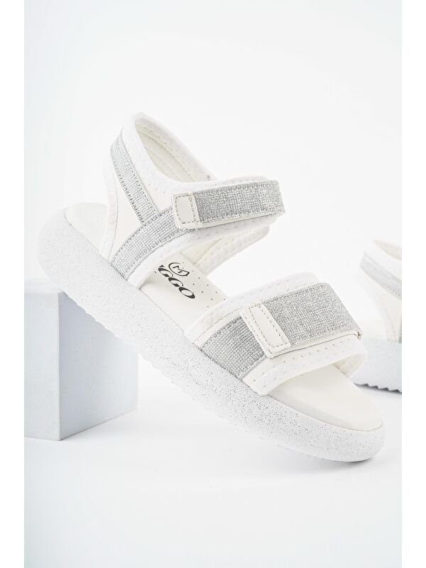 CRUZ Günlük Ortopedik Hafif Taban Simli ve Cırtlı Kız Çocuk Sandalet - Görsel 3