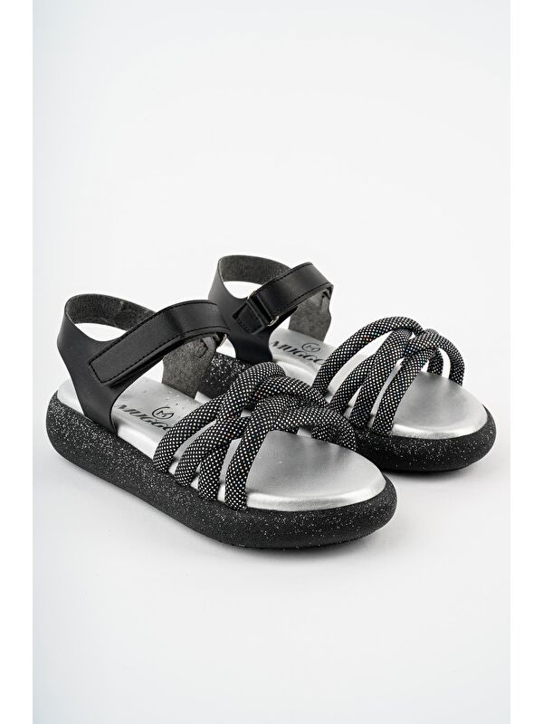 JAZZ Günlük Ortopedik Hafif Taban Örgü Detaylı Cırtlı Kız Çocuk Sandalet - Görsel 2