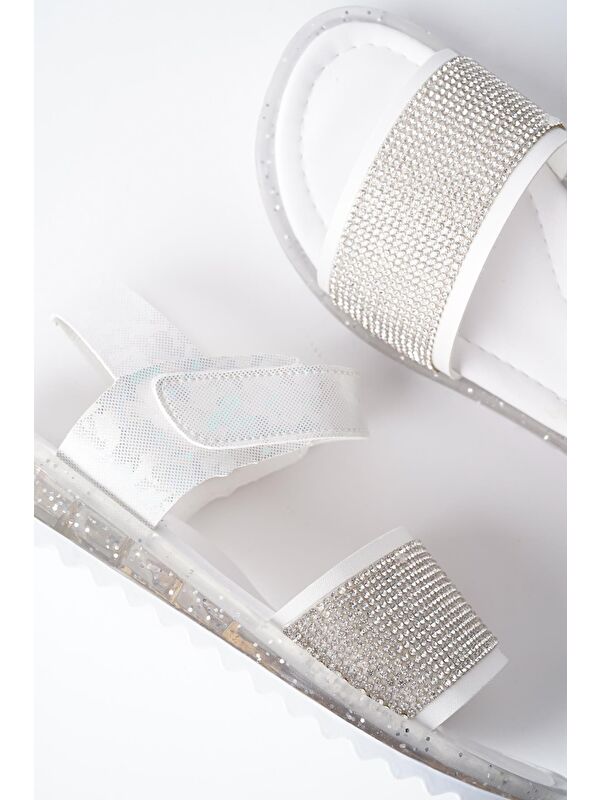 WİNNİE Günlük Hafif Taban Taşlı ve Cırtlı Kız Çocuk Sandalet - Görsel 4