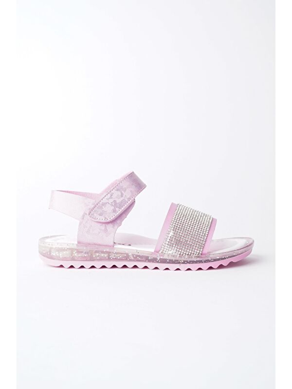 WİNNİE Günlük Hafif Taban Taşlı ve Cırtlı Kız Çocuk Sandalet - Görsel 6